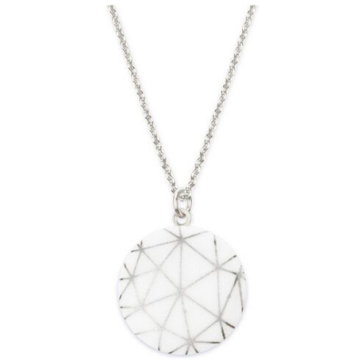 lille mus Halskette mit Porzellananhänger 'Geo' Porzellanschmuck SILBER