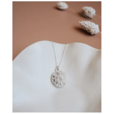 lille mus Halskette mit Porzellananhänger 'Geo' Porzellanschmuck SILBER