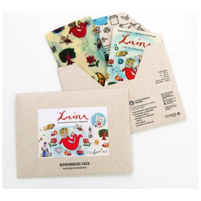 little bee fresh Bienenwachstuch "Luina" für Kinder mit Buch - 30x25 cm
