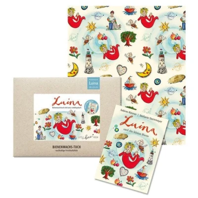 little bee fresh Bienenwachstuch "Luina" für Kinder mit Buch - 30x25 cm