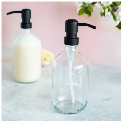 little bee fresh Seifenspender Weissglas 500 ml + Pumpspender "schwarz"