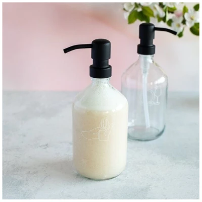 little bee fresh Seifenspender Weissglas 500 ml + Pumpspender "schwarz"