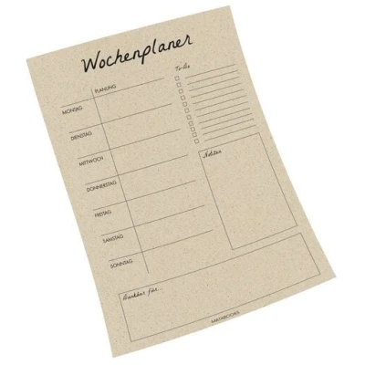 matabooks® A4 Wochenplaner/Familienplaner aus Graspapier mit To-do - 54 Blatt