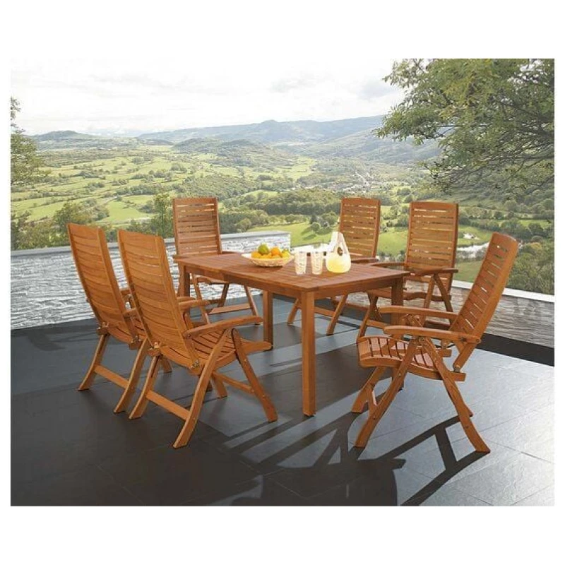 memo Gartenmöbel-Set "Manja", 7-teilig, 6 Stühle, 1 Tisch 170/220 x 90 cm