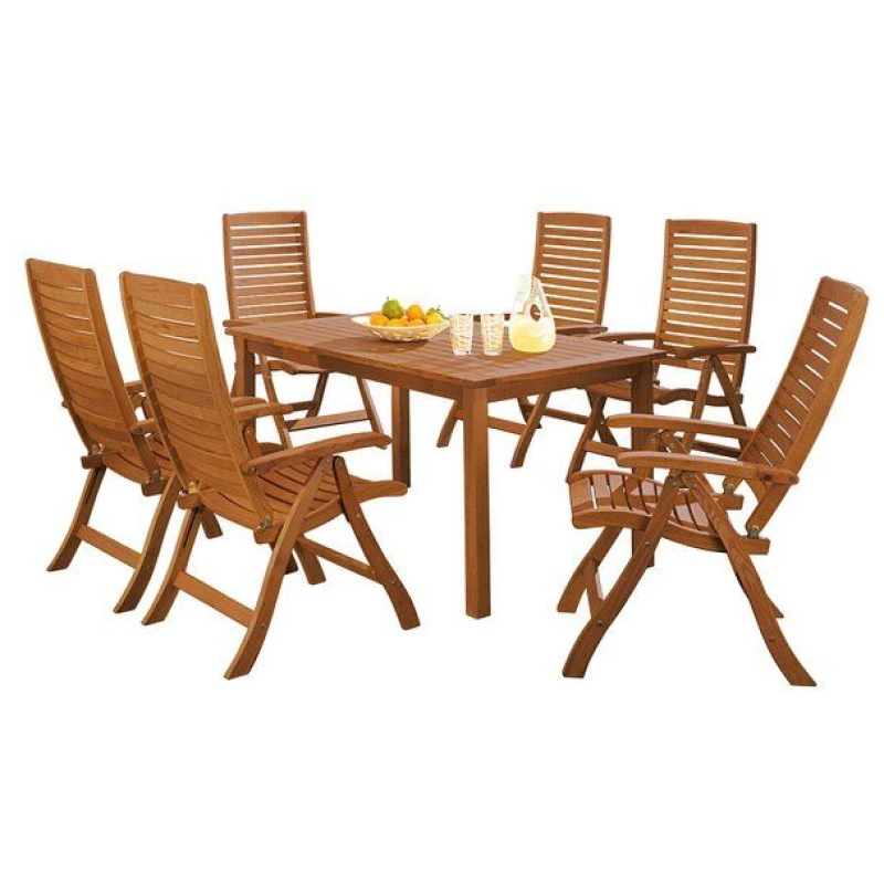 memo Gartenmöbel-Set "Manja", 7-teilig, 6 Stühle, 1 Tisch 170/220 x 90 cm