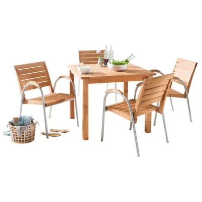 memo Gartenmöbel-Set 'Solano' 5-teilig, 4 Stühle, 1 Tisch 90 x 90 cm