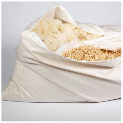 nahtur-design Kopfkissen 2-Kammer-Kissen mit Dinkelspelz und Wollkügelchen, Kombikissen, Nackenkissen