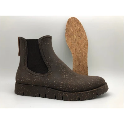nat-2 Damen vegan Chelsea Regenstiefel Rugged Prime Cork Wasserdicht Braun