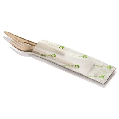 naturesse® 3 tlg. Besteck Set mit Messer, Gabel und Serviette