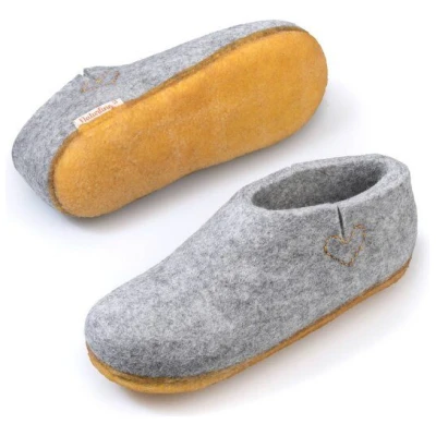 naturling Filz Damen Hausschuhe - Boots mit Kautschuksohle
