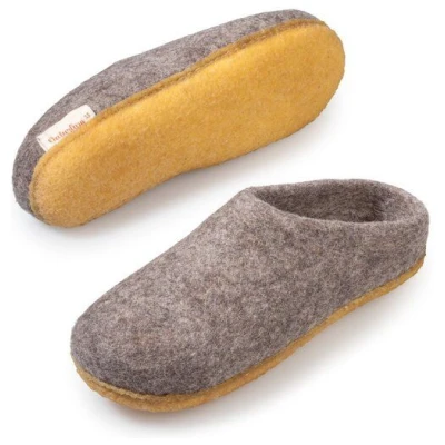 naturling Filz Damen Hausschuhe - Slipper mit Kautschuksohle