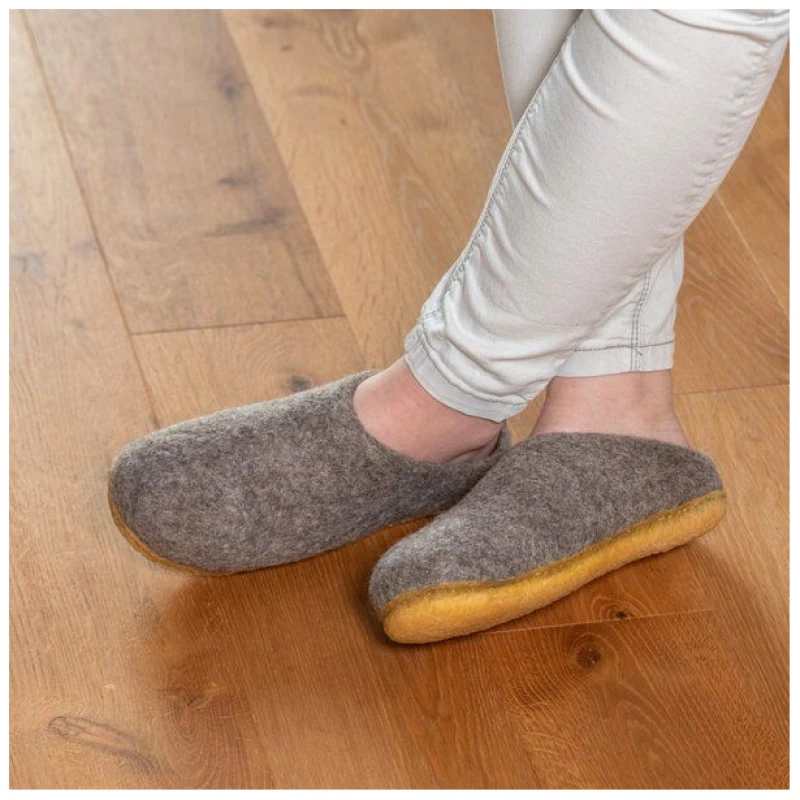 naturling Filz Damen Hausschuhe - Slipper mit Kautschuksohle