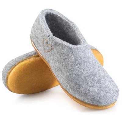 naturling Filz Herren Hausschuhe - Boots mit Kautschuksohle