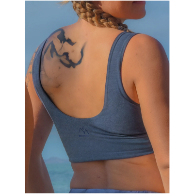nice to meet me Damen vegan Reversible Crop Tank Indigo