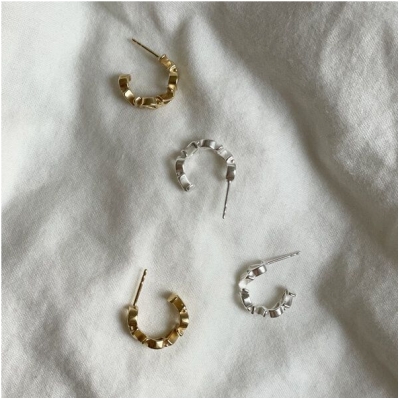 noemvri fashion label Logo Ear Hoops small