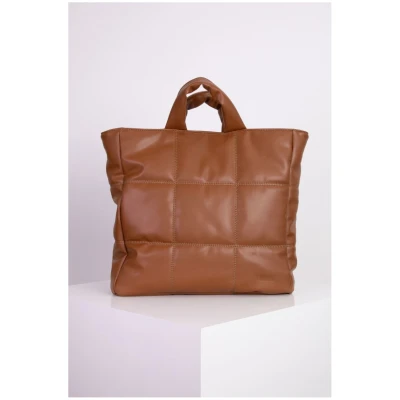 nuuwai Damen vegan Handtasche Stepptasche Linn Karamellbraun