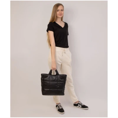 nuuwai Damen vegan Handtasche Stepptasche Linn Tiefschwarz