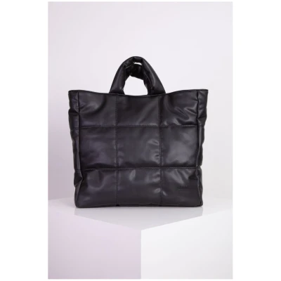 nuuwai Damen vegan Handtasche Stepptasche Linn Tiefschwarz