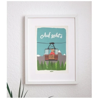 päfjes Auf geht's - Gipfelabenteuer mit Bulldogge Bärbel - Poster A4