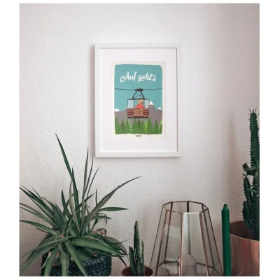 päfjes Auf geht's - Gipfelabenteuer mit Bulldogge Bärbel - Poster A4