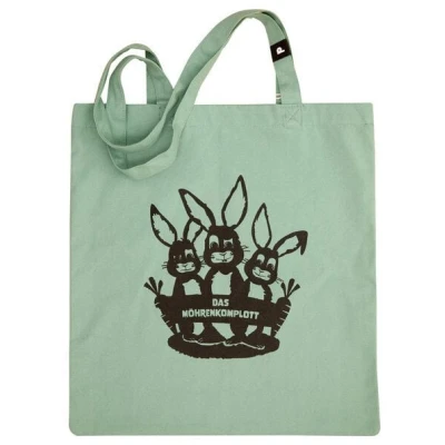 päfjes Feste Baumwolltasche /Bio - Hasen/Möhrenkomplott - Mint