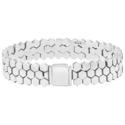 pakilia Silber Armband Hexagon Fair-Trade und handmade