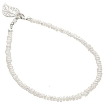 pakilia Silber Armband Perlen mit Blatt-Anhänger Fair-Trade und handmade