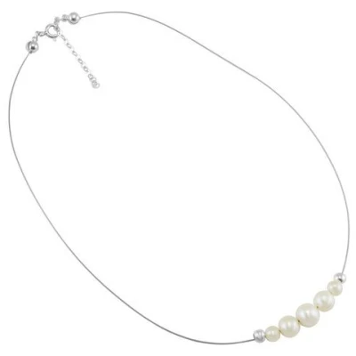 pakilia Silber Kette Fünf Perlen Fair-Trade und handmade
