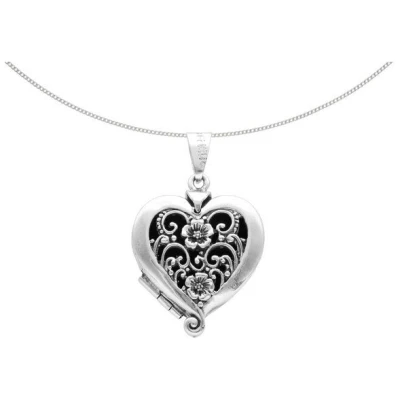 pakilia Silber Kette Herz Medaillon Fair-Trade und handmade