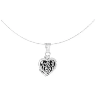 pakilia Silber Kette Herz Medaillon Fair-Trade und handmade