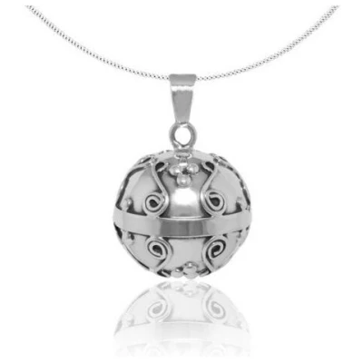 pakilia Silber Kette Klang Kugel Fair-Trade und handmade