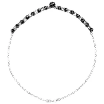 pakilia Silber Kette Mini Rosen dunkel fair-trade und handmade