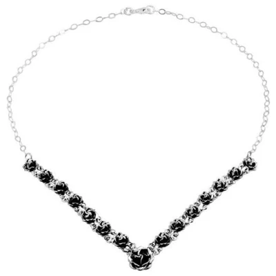 pakilia Silber Kette Mini Rosen dunkel fair-trade und handmade