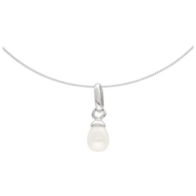 pakilia Silber Kette Tropf förmige Perle Fair-Trade und handmade