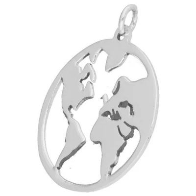 pakilia Silber Kette Weltkarte Fair-Trade und handmade