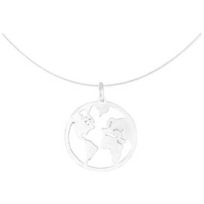 pakilia Silber Kette Weltkarte Fair-Trade und handmade