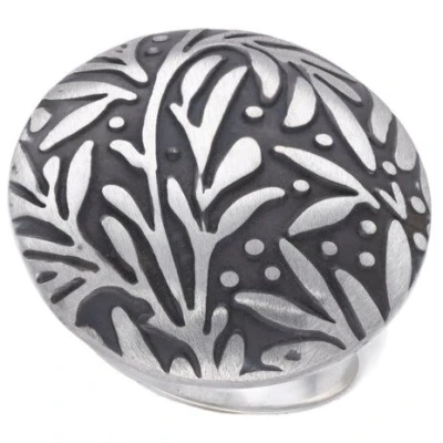 pakilia Silber Ring Blättermuster Fair-Trade und handmade