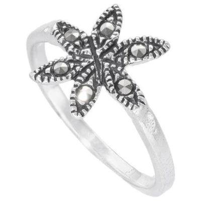 pakilia Silber Ring Blaustern-Blume Fair-Trade und handmade