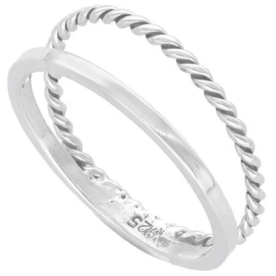 pakilia Silber Ring Kordel doppel gedreht Fair-Trade und handmade Große US 7