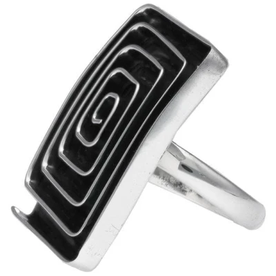 pakilia Silber Ring Labyrinth eckig Fair-Trade und handmade