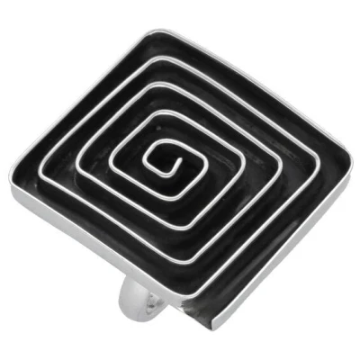 pakilia Silber Ring Labyrinth eckig Fair-Trade und handmade