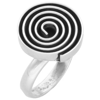 pakilia Silber Ring Labyrinth rund Fair-Trade und handmade