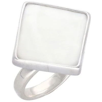 pakilia Silber Ring Perlmut eckig Fair-Trade und handmade
