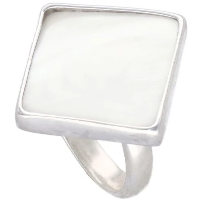 pakilia Silber Ring Perlmut eckig Fair-Trade und handmade