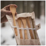 pandoo Bambus Picknick und Reise Besteck-Set | wiederverwendbar & umweltfreundlich