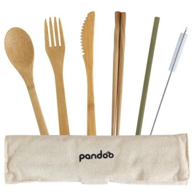pandoo Bambus Picknick und Reise Besteck-Set | wiederverwendbar & umweltfreundlich