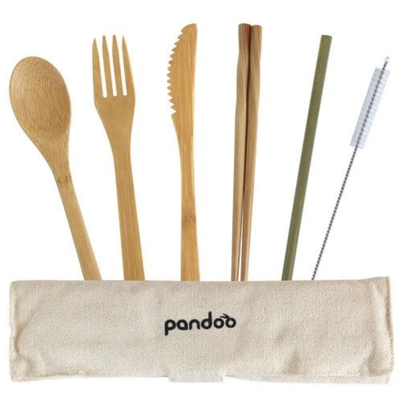 pandoo Bambus Picknick und Reise Besteck-Set | wiederverwendbar & umweltfreundlich