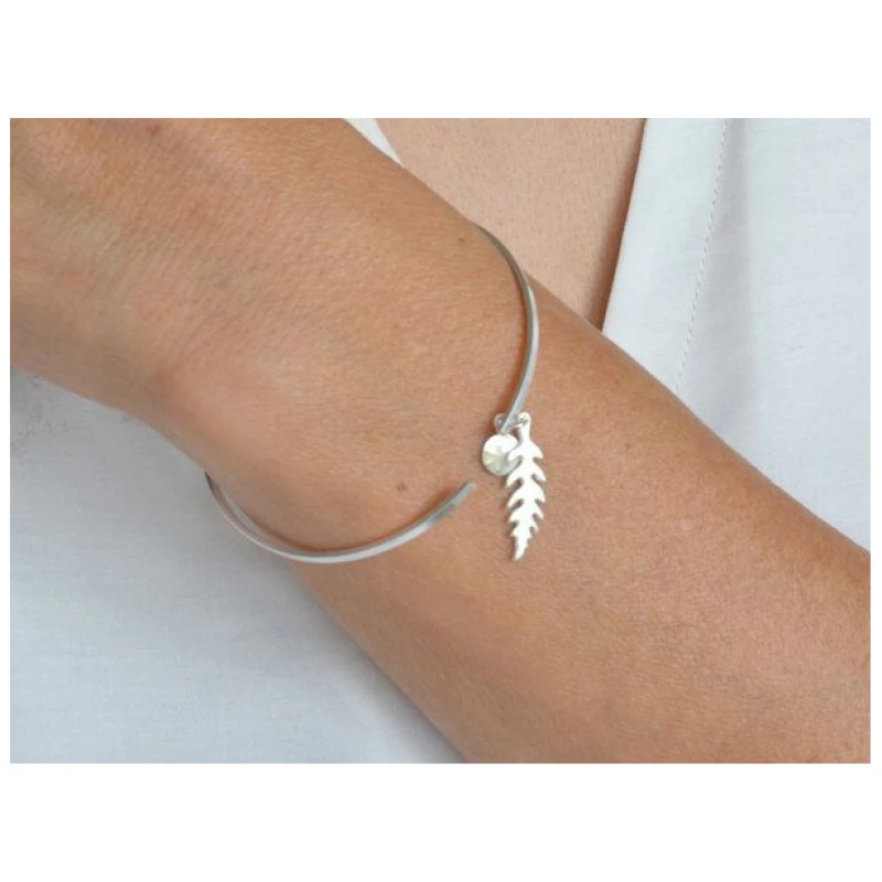 renna deluxe Edelfarn Armreif in Silber mit Farn-Blatt