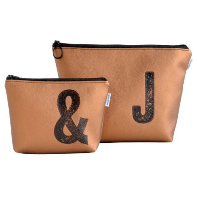 renna deluxe Kosmetiktasche und Kulturtasche personalisiert mit Monogramm - bronze