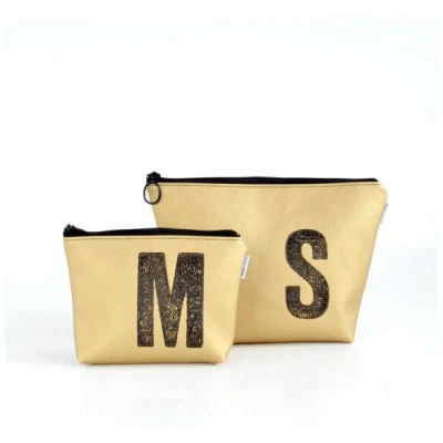 renna deluxe Kulturtasche und Kosmetiktasche personalisiert mit Monogramm GOLD